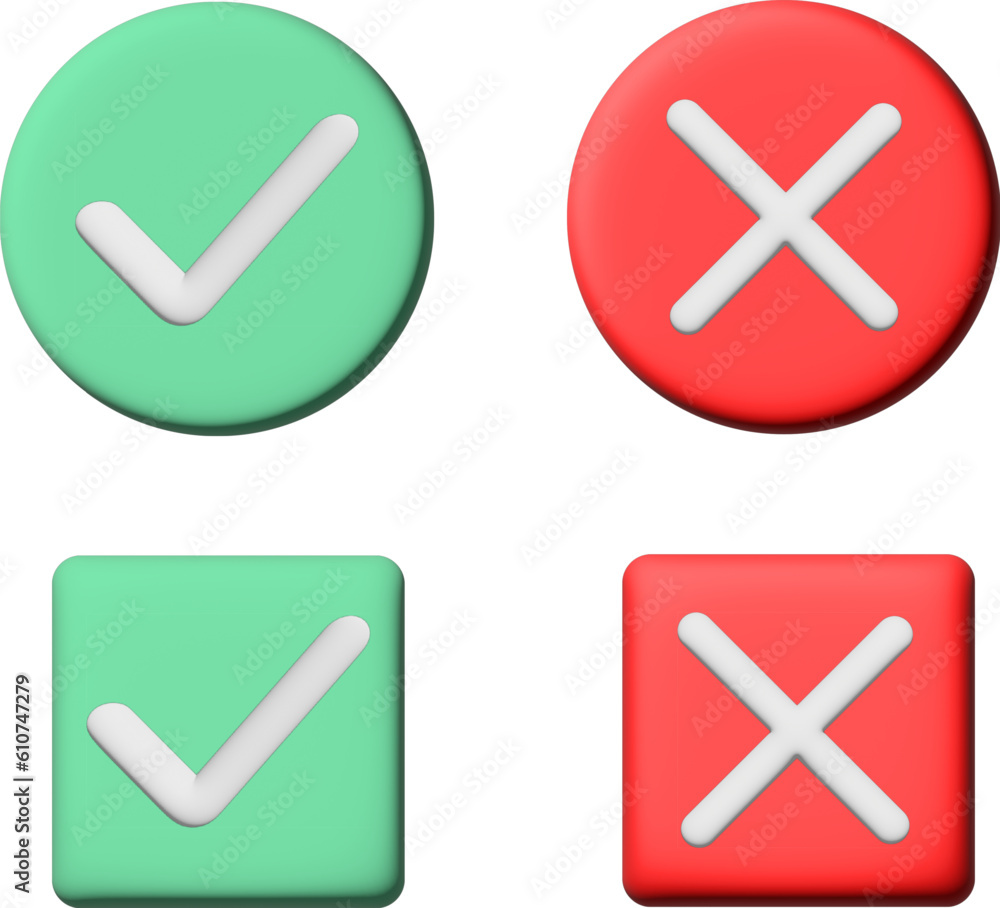 checkboxes 3d yes and no square and round simple vector checkboxes 3d yes and no square and round simple vector