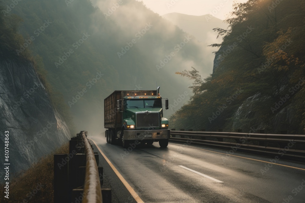 truck on the road - Illustration created with generative ai truck on the road - Illustration created with generative ai