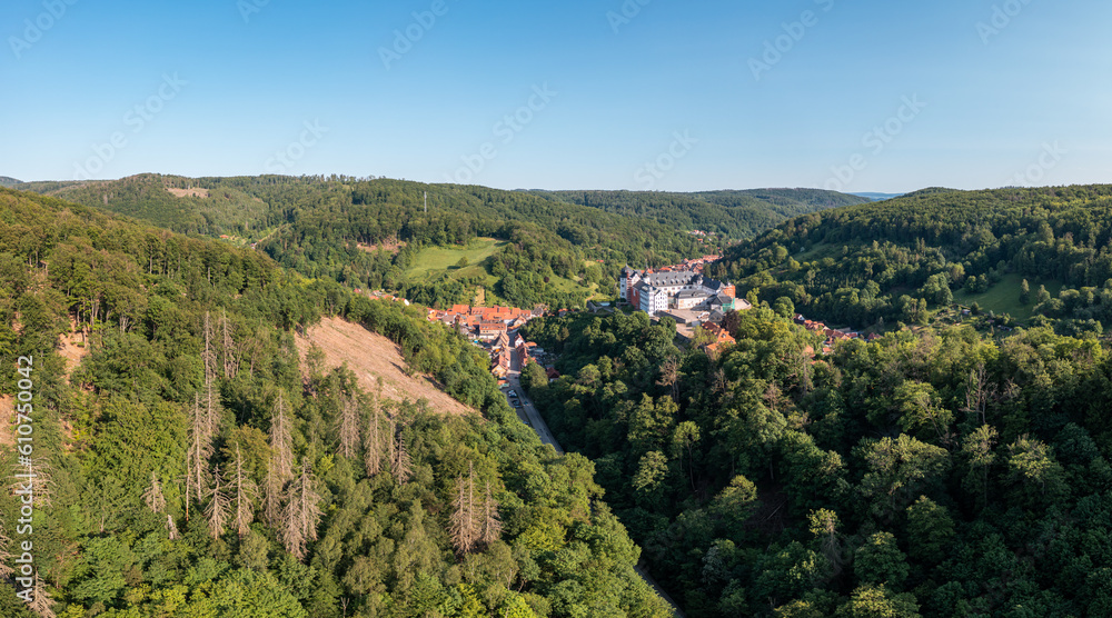 Blick nach Stolberg im Harz mit Schloss