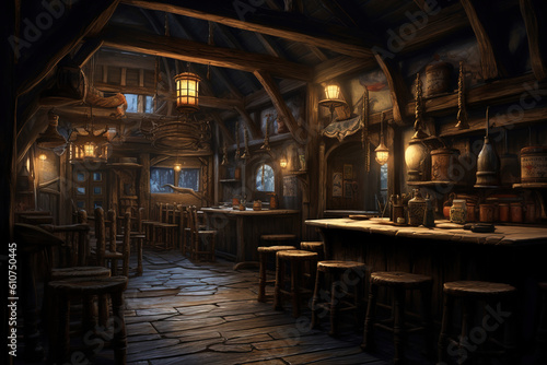 inside tavern at night  interior  generative ai 