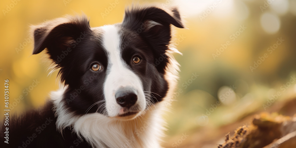 Fototapeta premium Beautiful Border Collie Outdoors in an Autumnal Park. Generative AI.