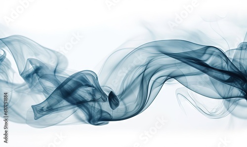  a blue smoke swirls in the air on a white background with a white background and a black and white photo of the smoke is blowing in the foreground. generative ai