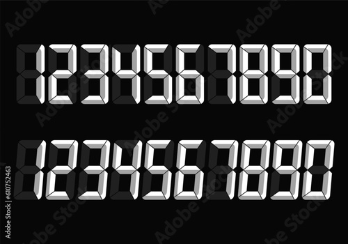 Electronic figures. LCD numbers for a electronic devices. Digital numbers. Vector illustration.