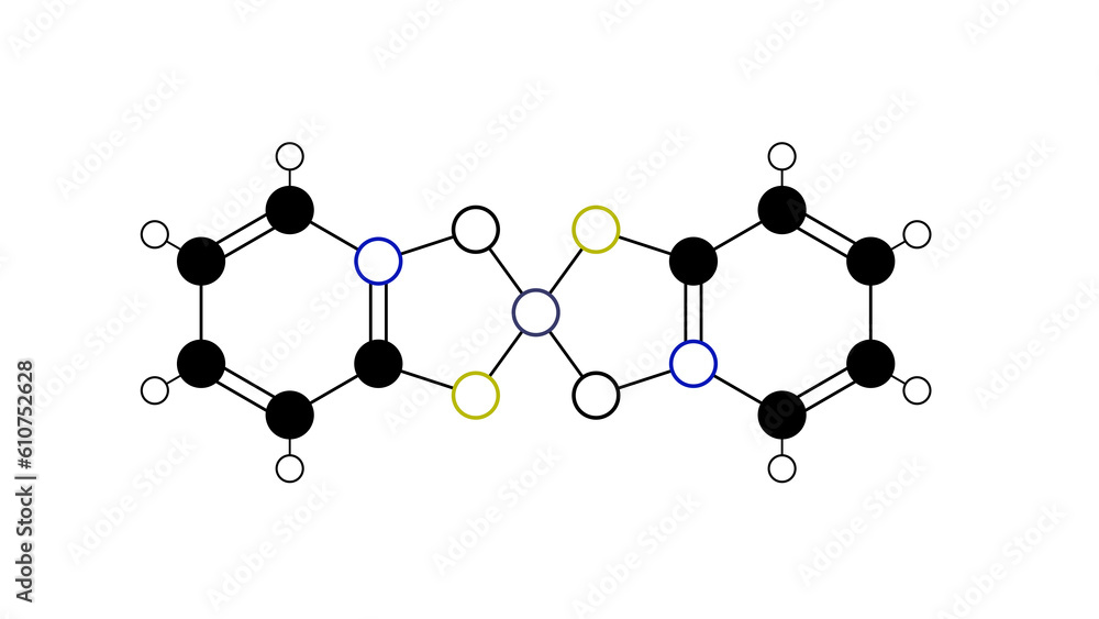 zinc pyrithione molecule, structural chemical formula, ballandstick
