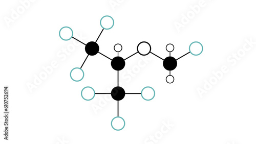 sevoflurane molecule, structural chemical formula, ball-and-stick model, isolated image sevorane