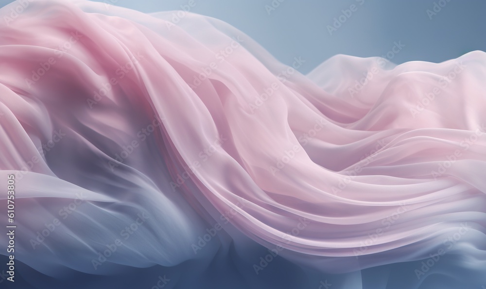 a pink and white fabric blowing in the wind on a blue background with a blurry image of a pink and white fabric blowing in the wind. generative ai a pink and white fabric blowing in the wind on a blue background with a blurry image of a pink and white fabric blowing in the wind. generative ai