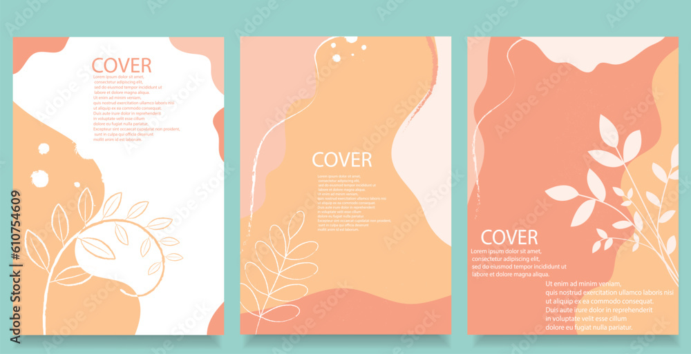Creative  A4 covers, layouts, template, posters in minimal style for Notebook corporate identity, branding, social media advertising, promo. Cover design flyer  colorful warm autumn dynamic overlay
