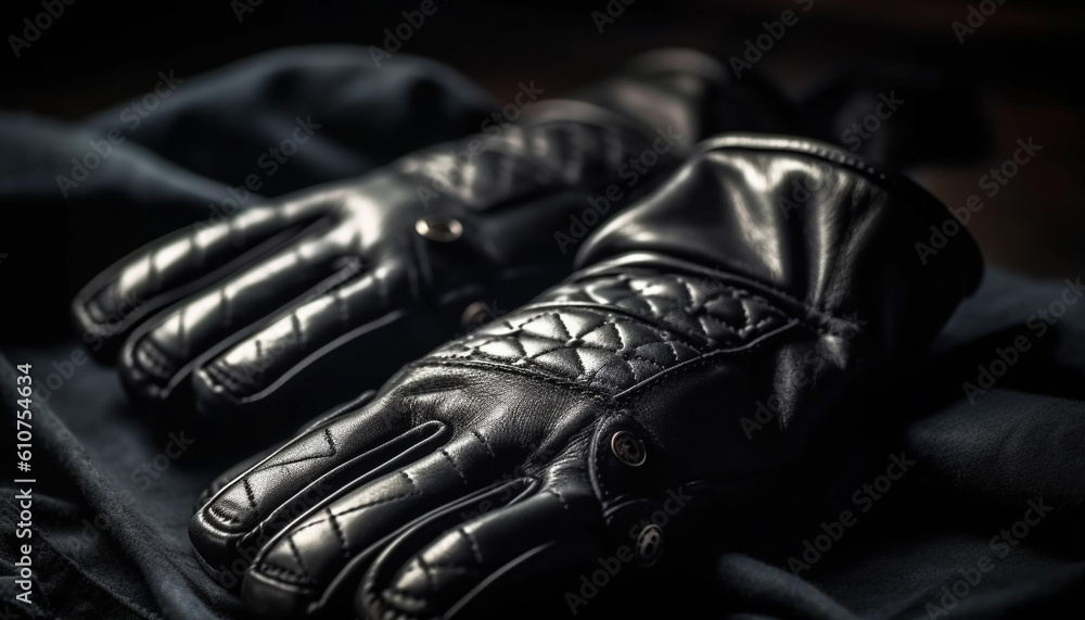 Black leather sports gloves, perfect for winter outdoor activities generated by AI Black leather sports gloves, perfect for winter outdoor activities generated by AI