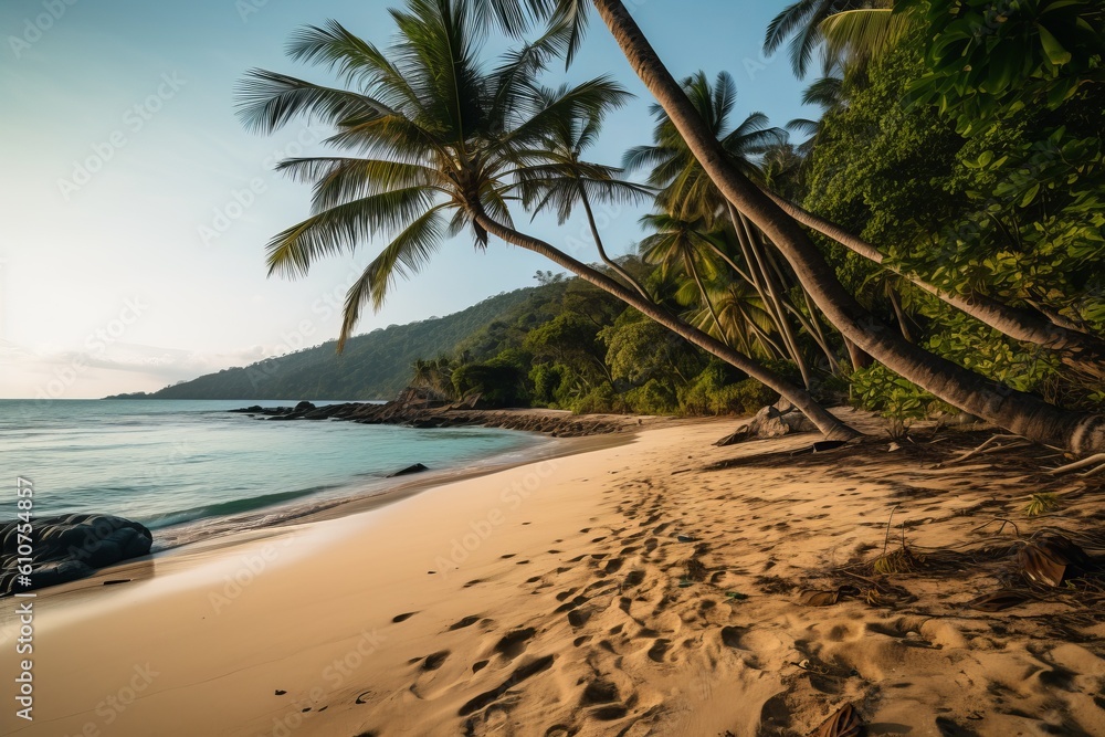 Tropical coast beach with Palms