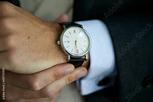 reloj, hora, camisa, traje, mano, empresario