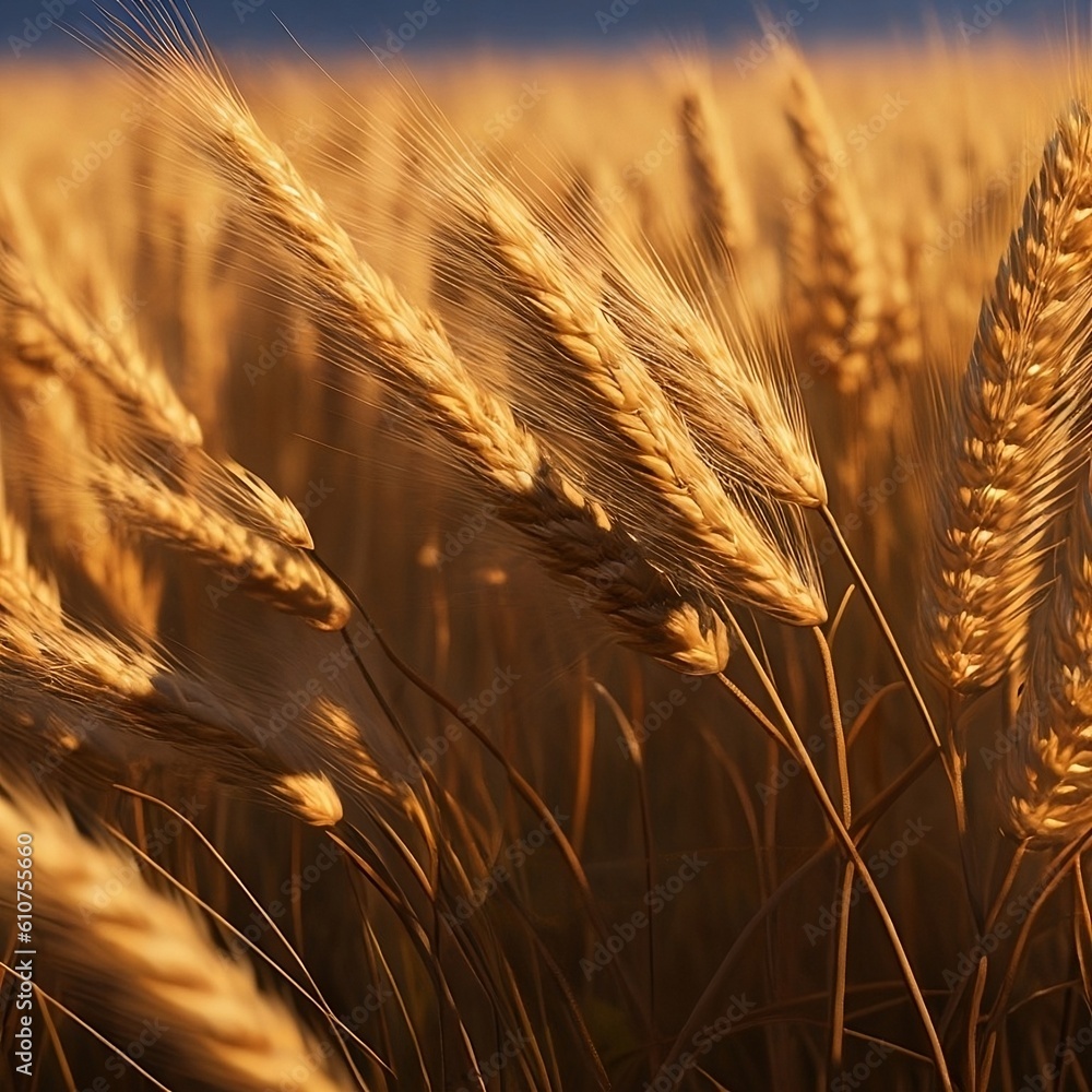 golden wheat field at sunset with ai golden wheat field at sunset with ai