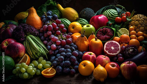 Nature bounty a colorful collection of fresh  healthy produce generated by AI