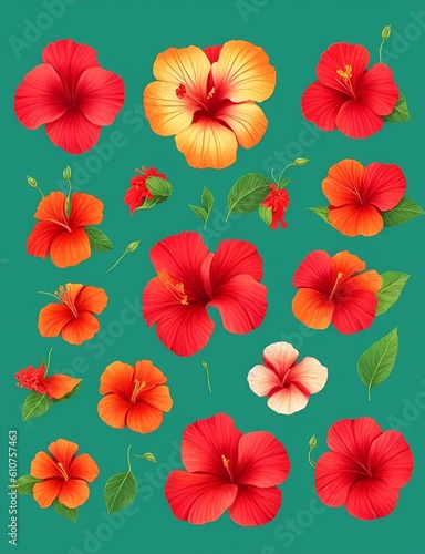 Hibiscus Flower Vector Generative Art