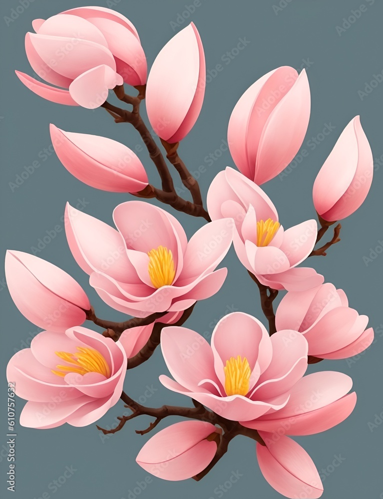 Magnolia Flower Vector Generative Art
