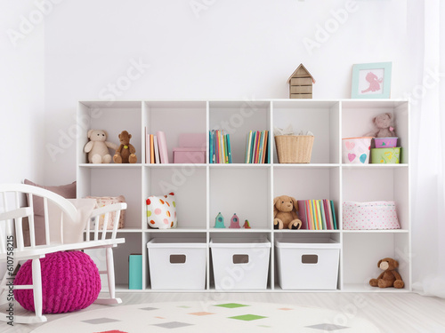 Nice and comfortable place in kid's room. Generative AI