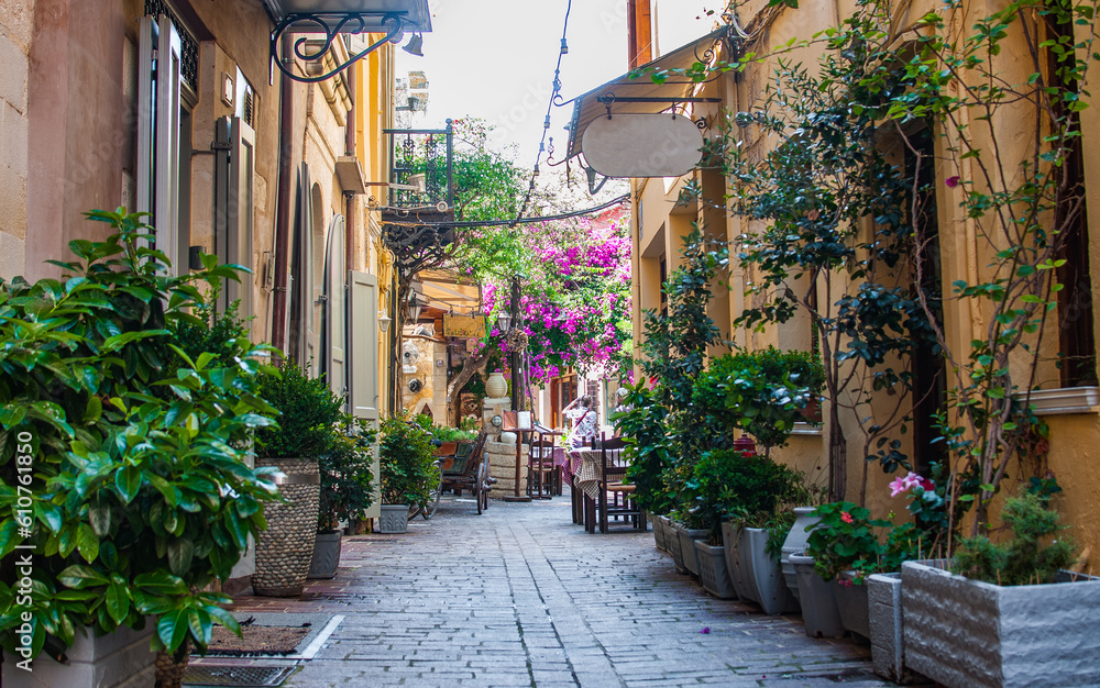 Street in the old town of Chania, Crete, Greece