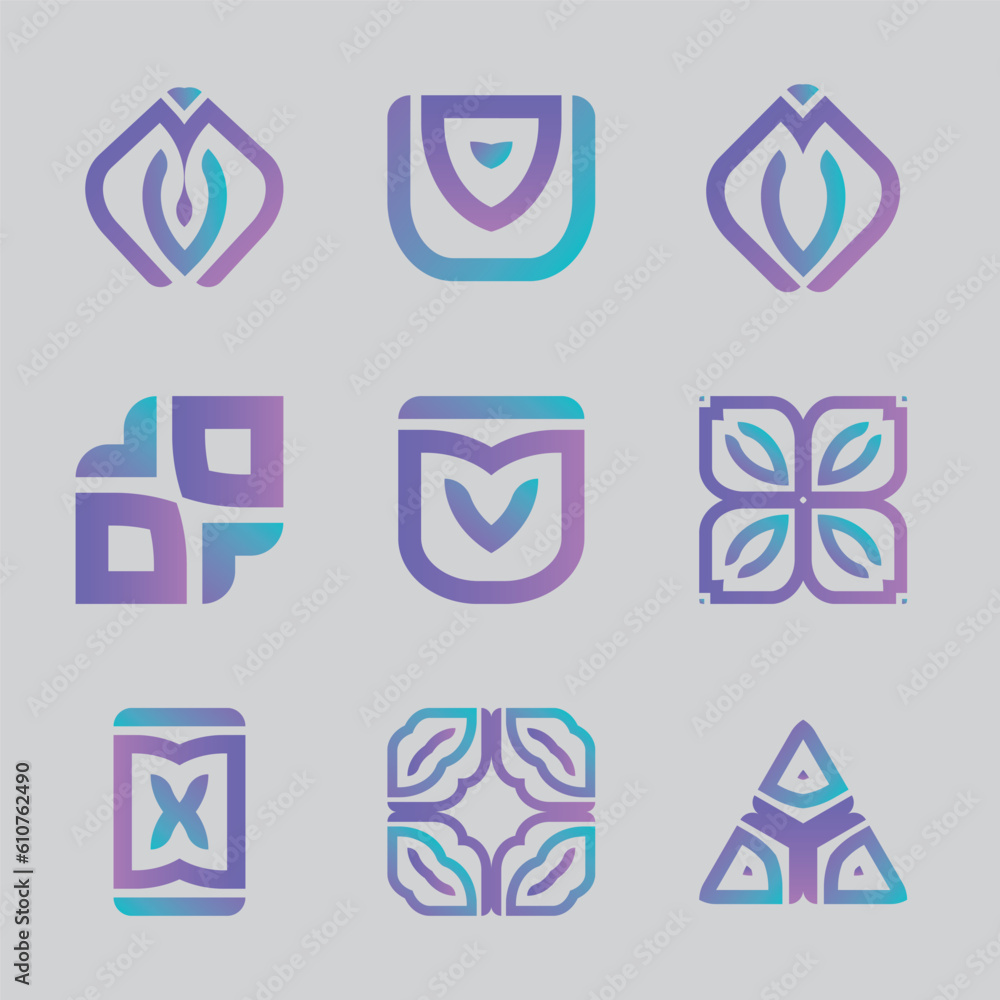 a set of abstract geometric shapes, a logo with a gradient color, a collection of logos with different colors, a set of abstract geometric shapes, a logo with a gradient color, a collection of logos with different colors,