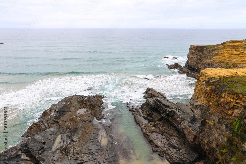 Beautiful cliffs with beautiful rocks and brave Atlantic Ocean