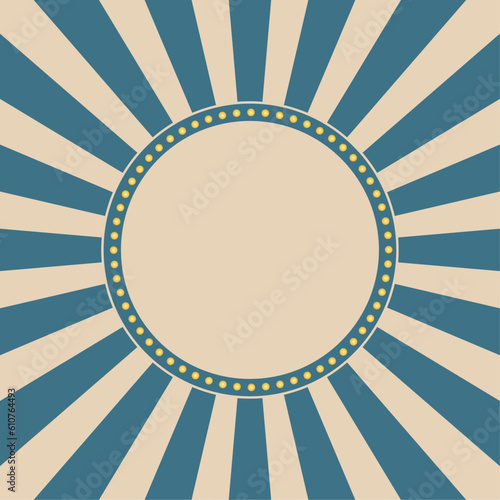Carnival circle banner with lights. Circus banner. Vintage background.