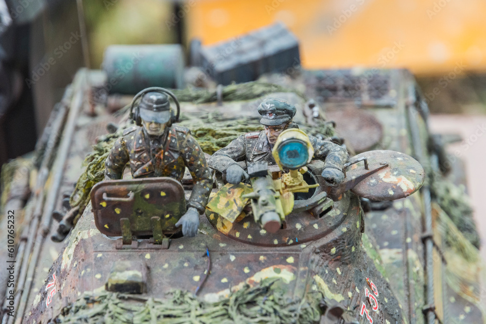Models of the military on WWII german military equipment in a scale