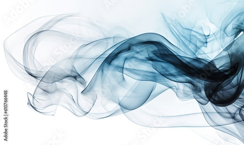 a blue and black smoke swirls against a white background in this image, it looks like it is floating in the air and is very dark. generative ai