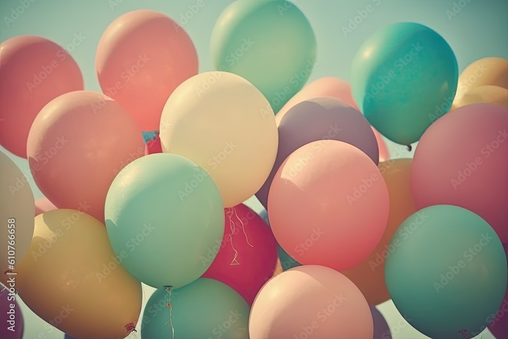 custom made wallpaper toronto digitalBalloons in a variety of colors. Vintage pastel color ideas for a beautiful summer birthday party. Generative AI