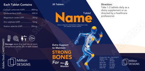 Calcium Tablet Bottle Packaging Design, medicine package design 