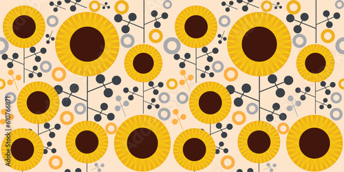 Vector sunflower clip art flower seamless background
