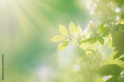 Background blur that is stylish and musical. delicate spring or summer greens; they are invigorating and fresh. gives the impression of a spring awakening. springtime happiness, harmony, Generative AI