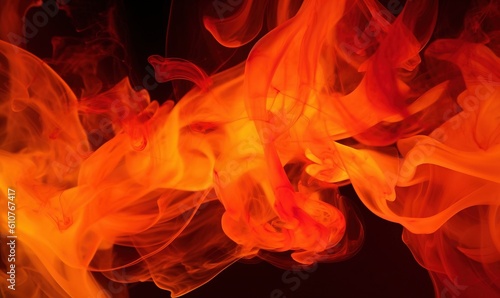  a close up of a fire with red and yellow smoke coming out of it's back end and a black background with a black background. generative ai