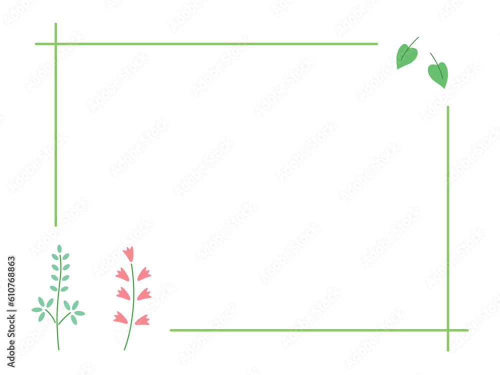 Obraz premium ボタニカルなフレーム5 主線なし