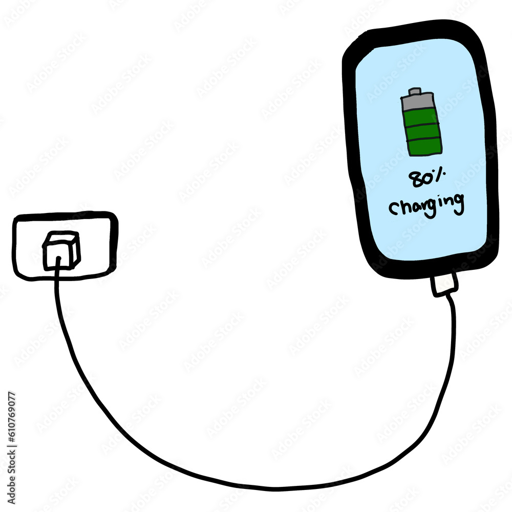 Obraz premium Battery charging icon on phone screen 