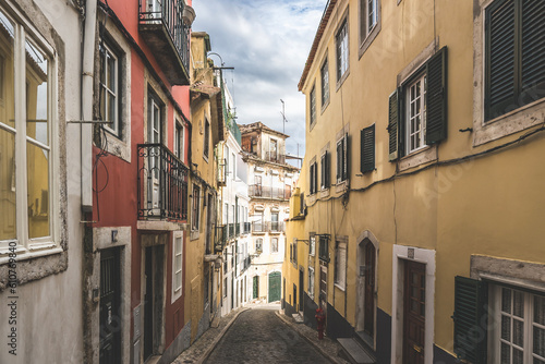 View of historic apartment buildings in Lisbon  Portugal