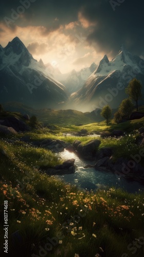 sunset in the mountains wallpaper background