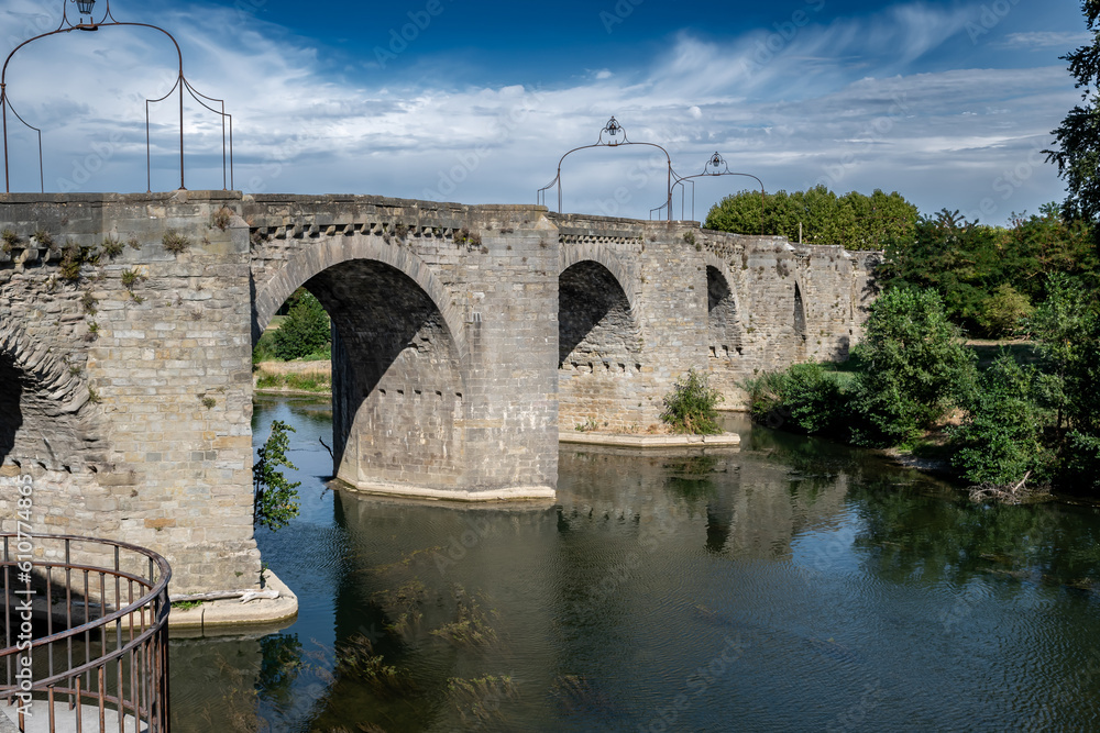 Old Bridge (Pont Vieux) Over River Aude At The City Of Carcassone, France