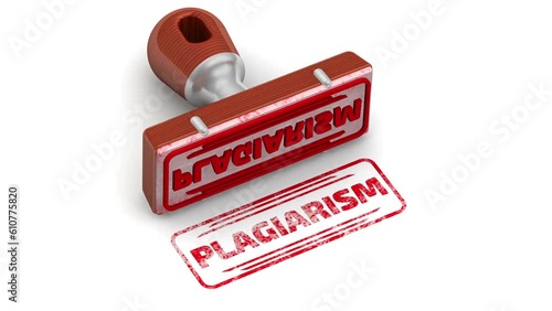 Plagiarism. The stamp and an imprint. The seal stamp leaves a red imprint PLAGIARISM. Footage video