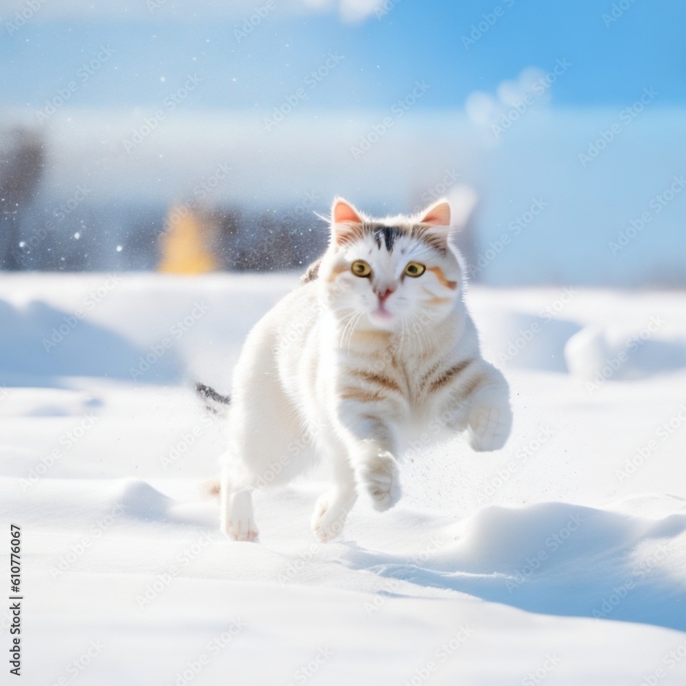 cat in snow Generated Ai