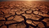 Cracked ground surface due to drought. AI generation