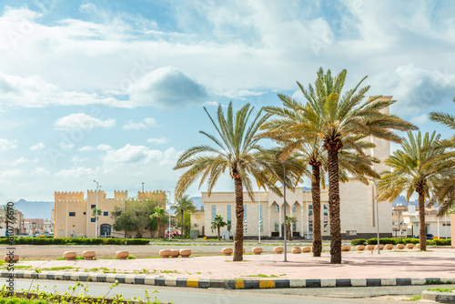Hail city central square with palms in the front, Hail, Saudi Arabia photo