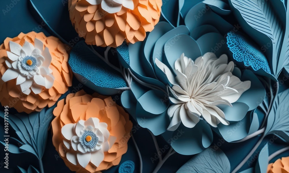 An abstract picture made of paper flowers, in the style of colorful woodcarvings An abstract picture made of paper flowers, in the style of colorful woodcarvings
