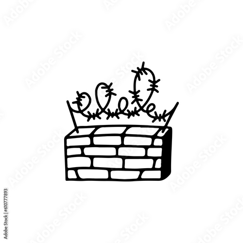 vector illustration of a wall with barbed wire