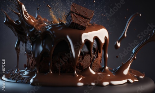 Chocolate splash on the brownies food