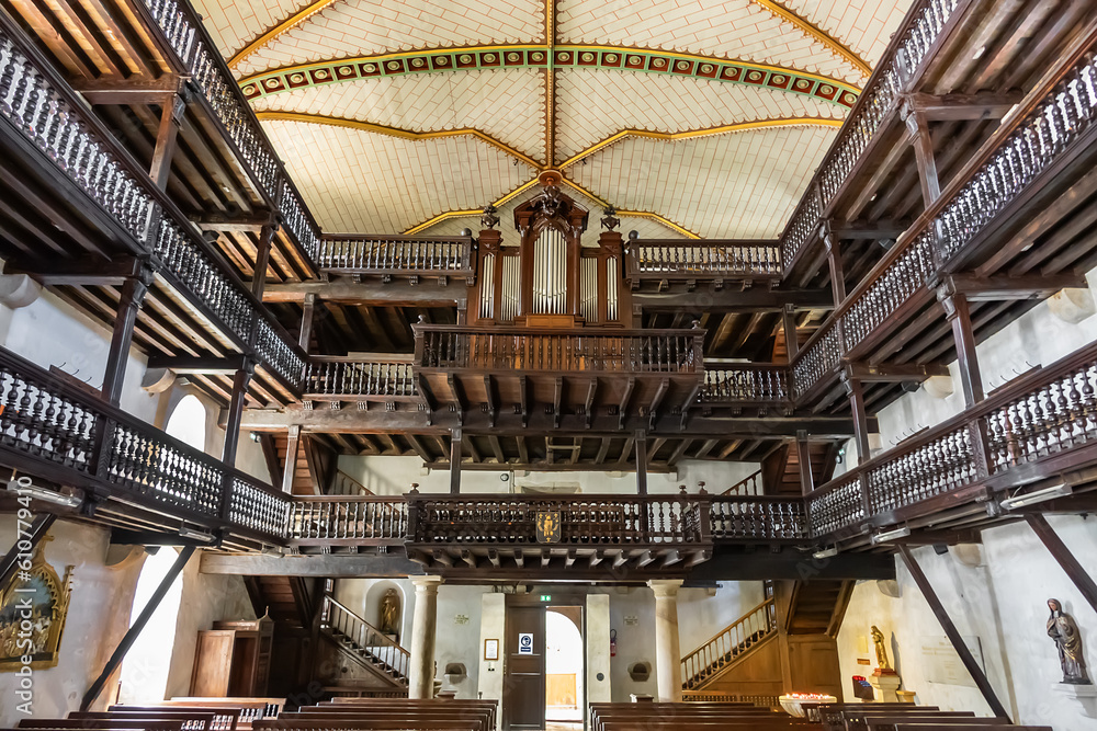 Interior of Church of Holy Martin (Eglise Saint-Martin de Sare, XVII ...