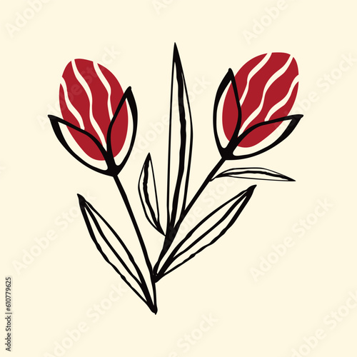 Creative elegant card with red Tulips