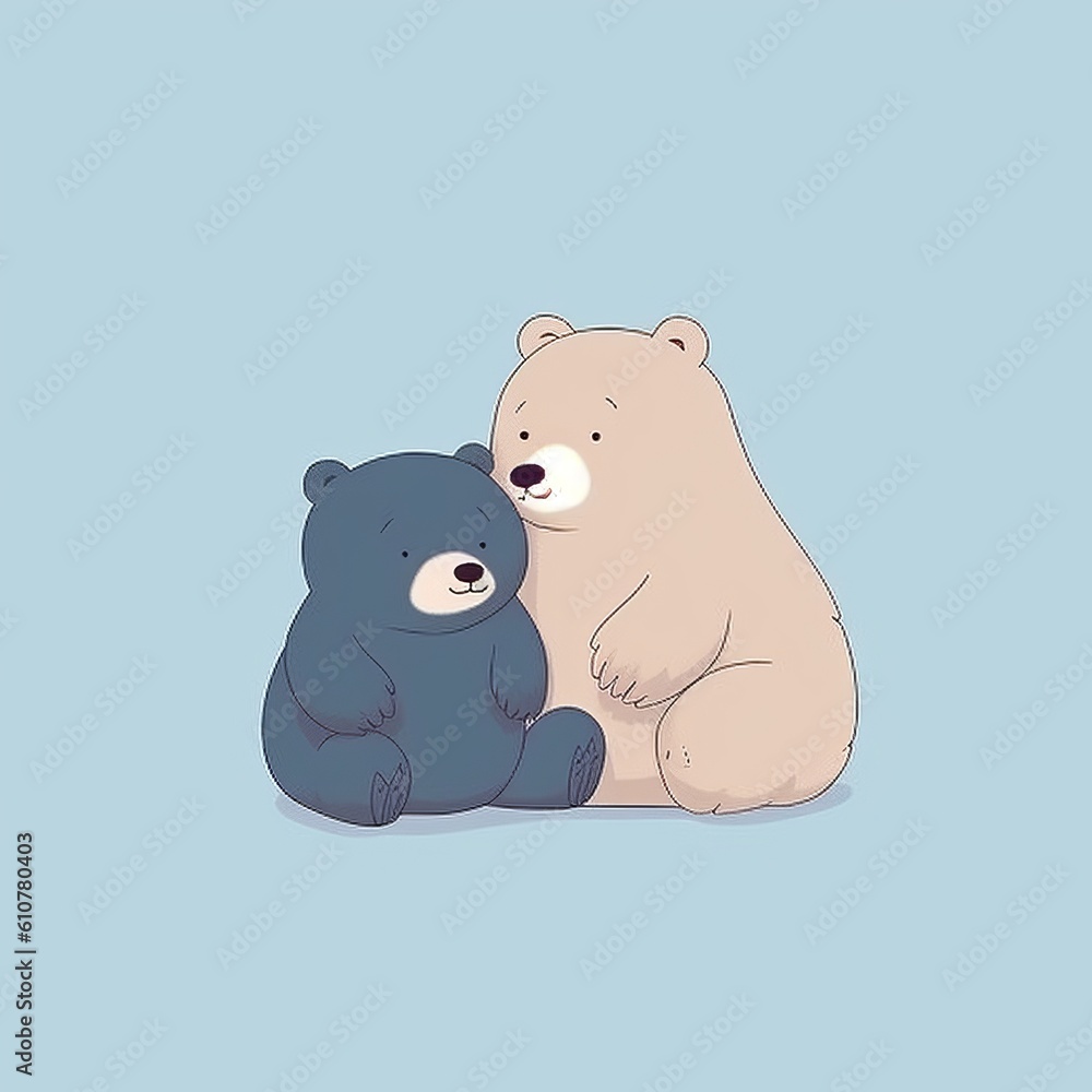 The bear hugs the little cubs. Festive theme, Concept: Poster for a children's room. Baby print for nursery. The design can be used for fashion t-shirt, greeting card. illustration, Generative ai The bear hugs the little cubs. Festive theme, Concept: Poster for a children's room. Baby print for nursery. The design can be used for fashion t-shirt, greeting card. illustration, Generative ai