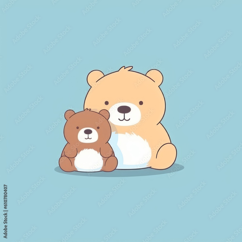 The bear hugs the little cubs. Festive theme, Concept: Poster for a children's room. Baby print for nursery. The design can be used for fashion t-shirt, greeting card. illustration, Generative ai The bear hugs the little cubs. Festive theme, Concept: Poster for a children's room. Baby print for nursery. The design can be used for fashion t-shirt, greeting card. illustration, Generative ai