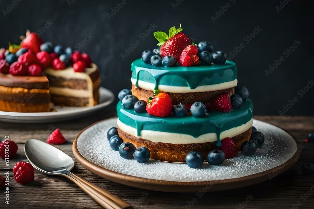 christmas cake with berries