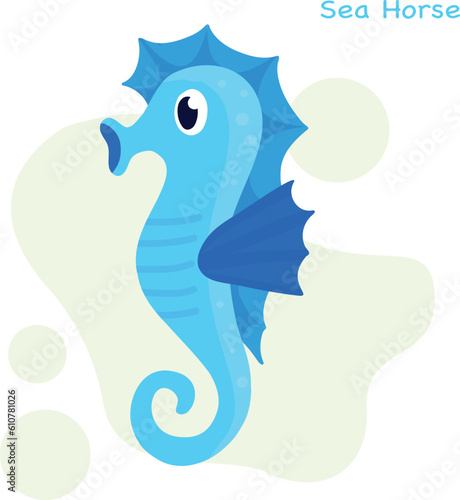 Sea Horse in cartoon style. Kids illustration