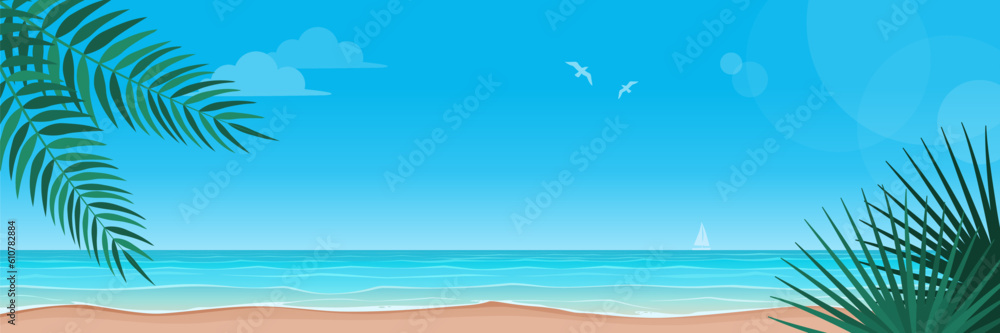 Beautiful tropical beach background with blue water