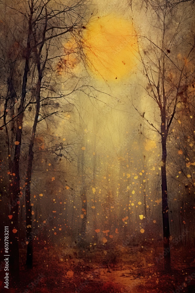 Autumn in the park. AI generated art illustration.